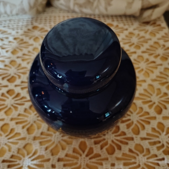 Vintage Cobalt Blue Pheasant Ginger Jar - Picture 4 of 5